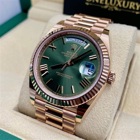 rolex day-date 40mm rose gold/olive